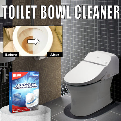 Toilet Bowl Cleaner Tablets, 12-Pack Automatic Toilet Cleaning Pods, Removes Limescale Stains Odor & Freshens Bathroom