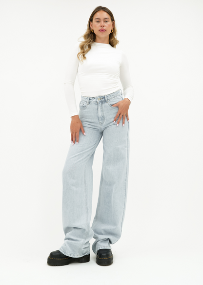 High waist super wide leg jeans light blue (tall)