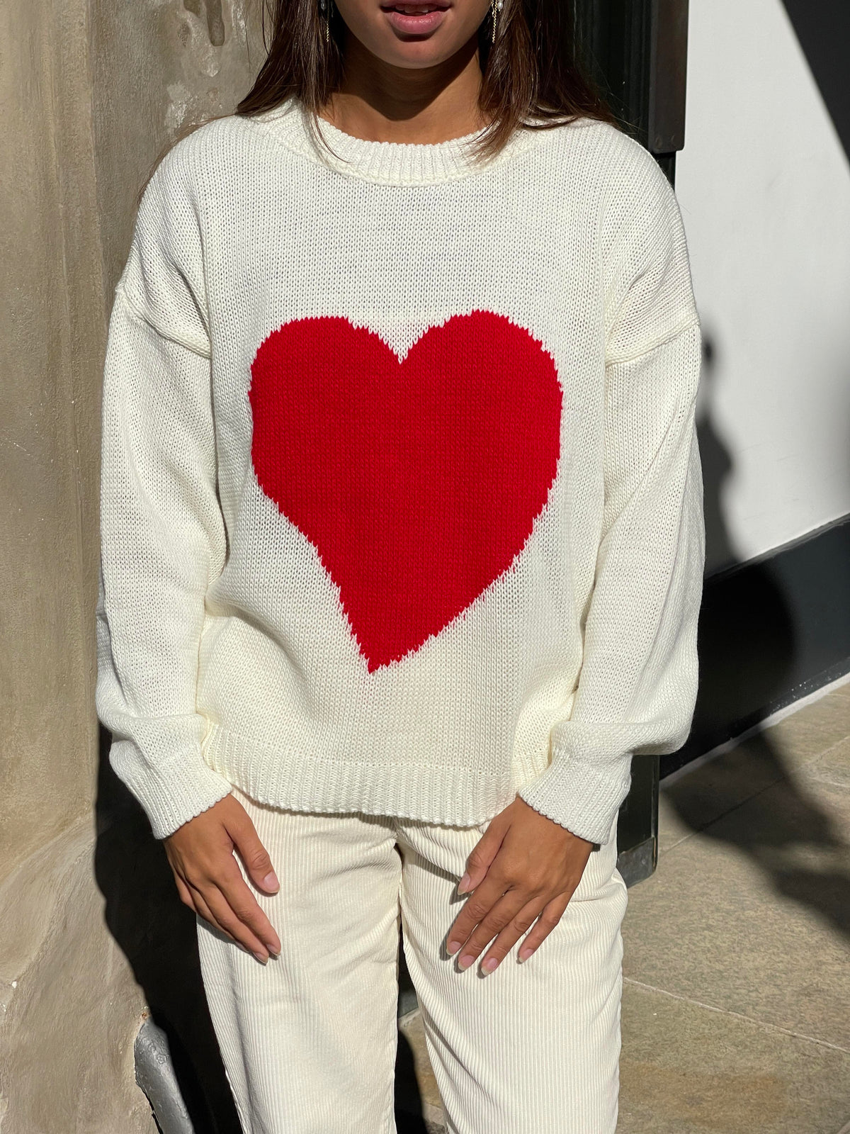 Red heart knit - White