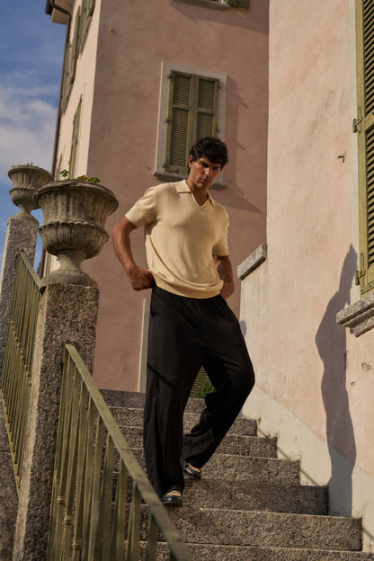 Creme Knitted Short Sleeve Polo – Butter