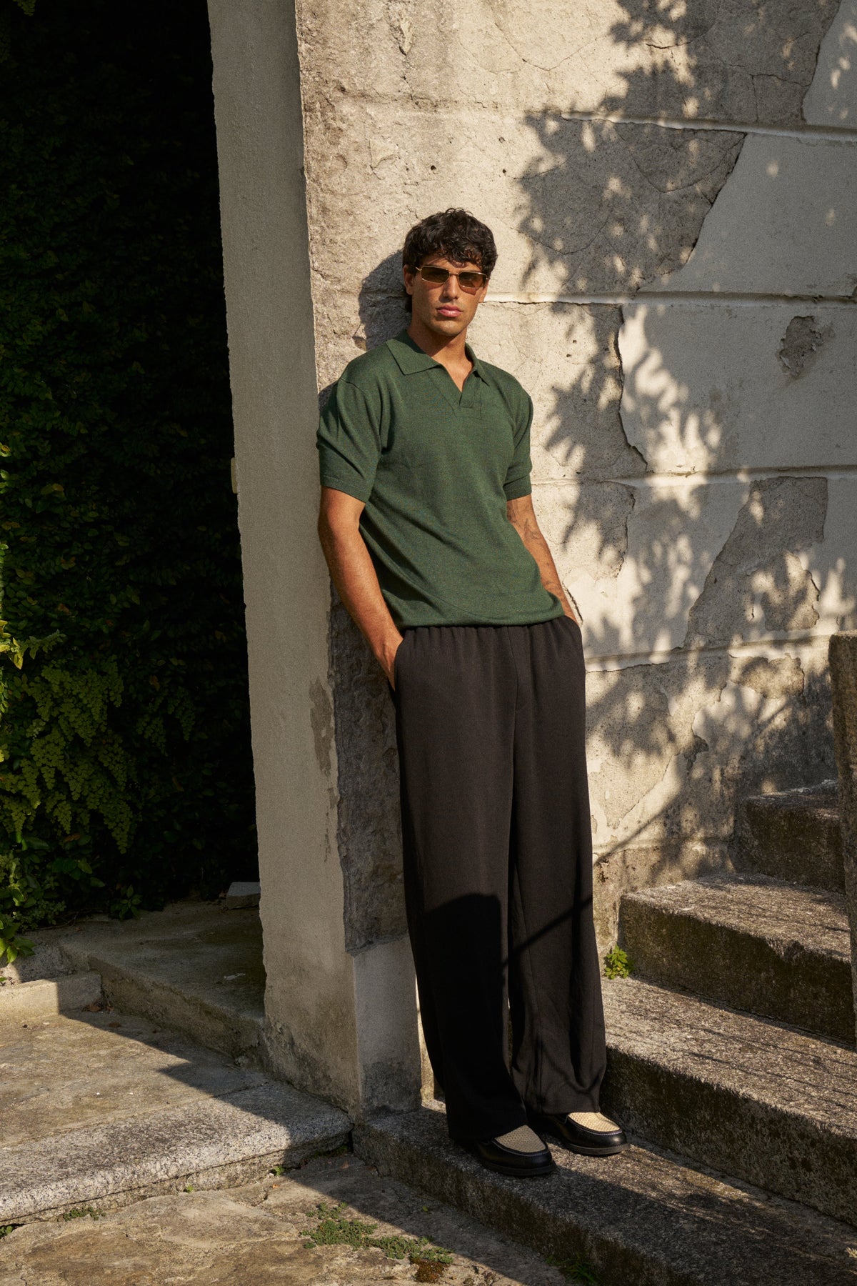 Soleil Knitted Short Sleeve Polo – Dark Green