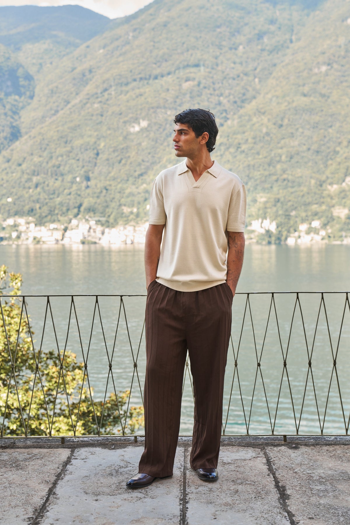 Soleil Knitted Short Sleeve Polo – Oat