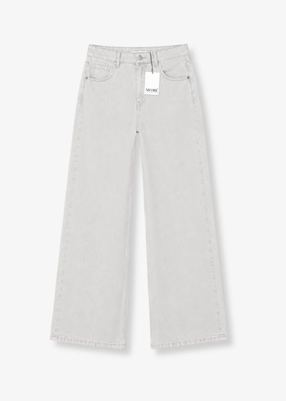 Mid waist super wide leg jeans light washed grey (tall)