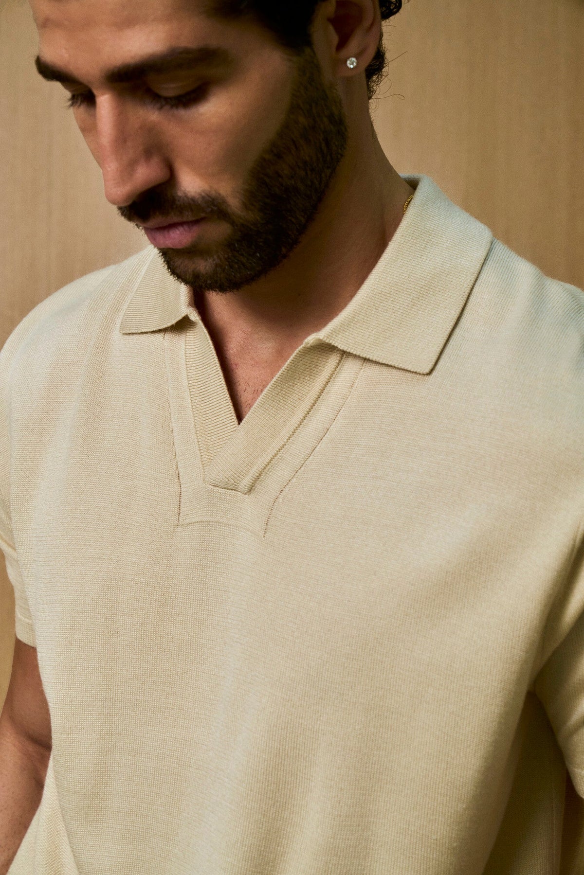 Soleil Knitted Short Sleeve Polo – Oat